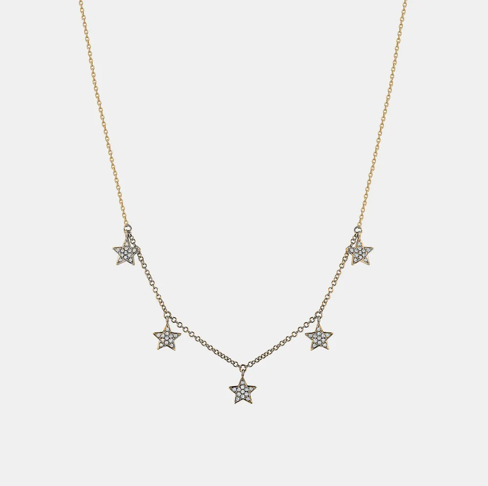 Multiple Dangling Diamond Star Necklace