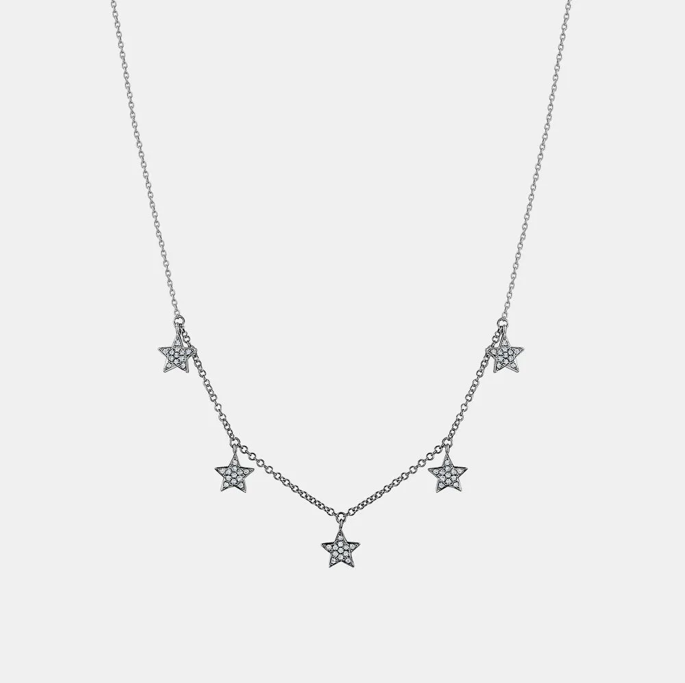 Multiple Dangling Diamond Star Necklace