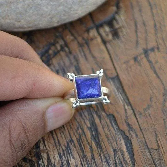 Natural Blue Sapphire Gemstone Ring -925 Sterling Silver Ring, Sapphire Jewelry, Nickel Free