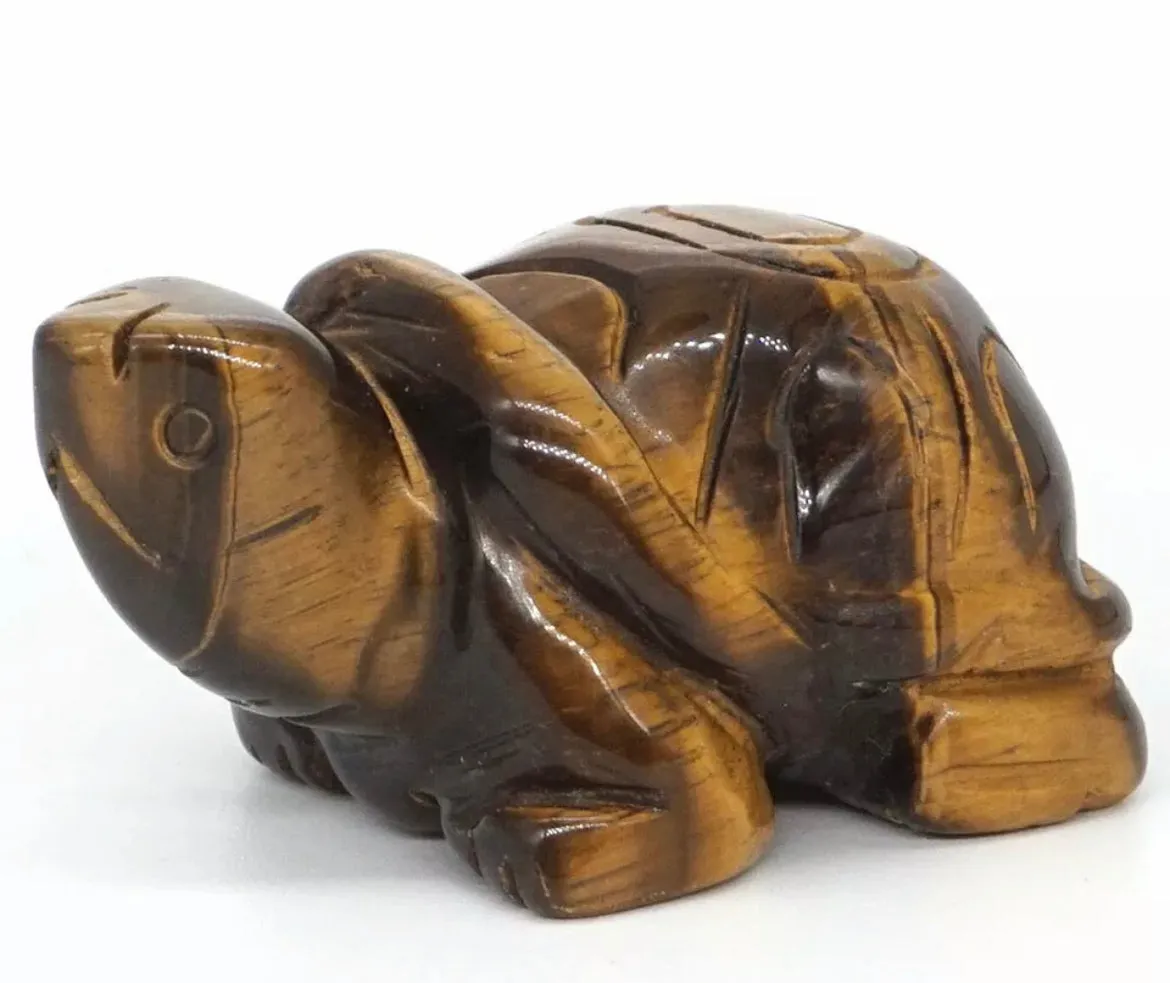 Natural Tiger Eye gemstone carved Turtle Figurine