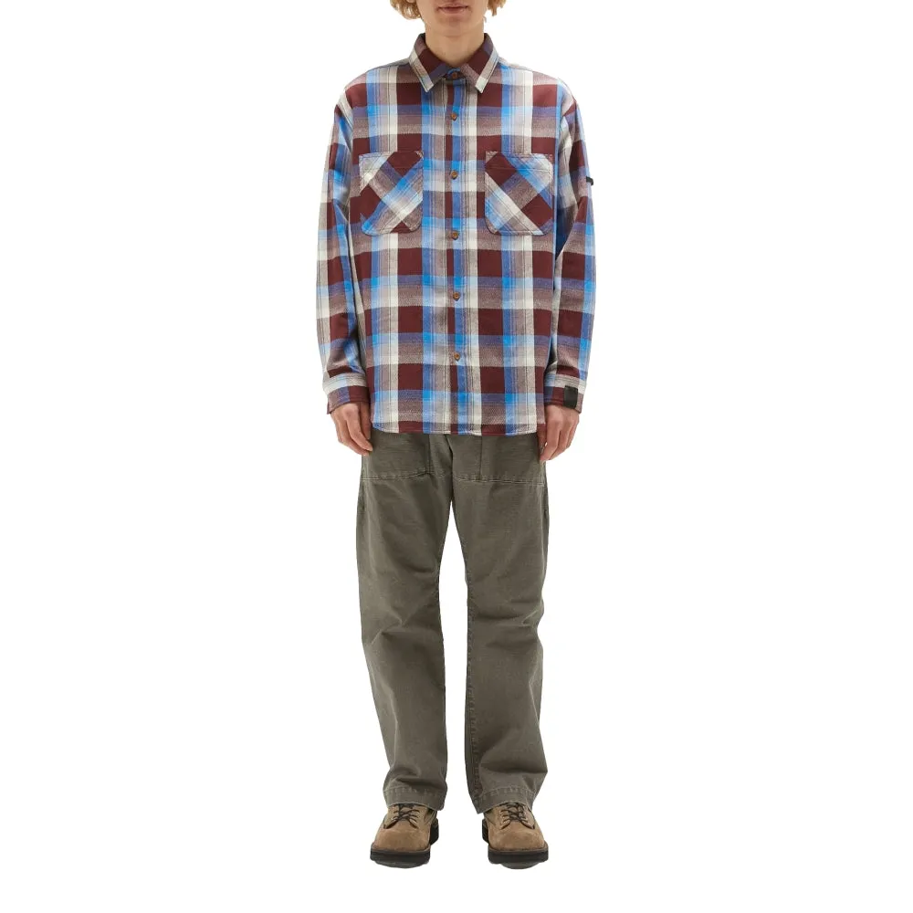 N.HOOLYWOOD BLUE BROWN CHECK SHIRT-BLUE CHECKERED