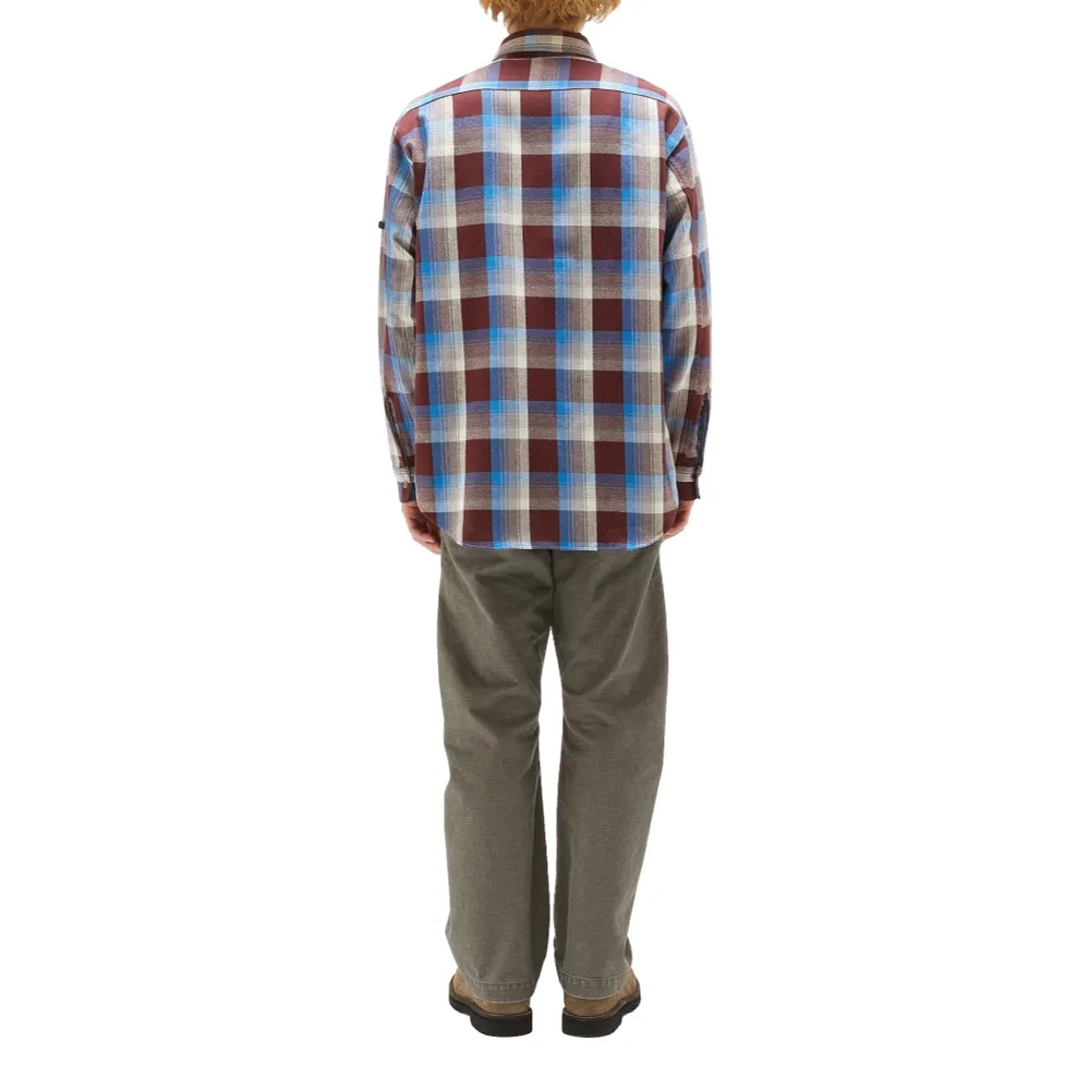 N.HOOLYWOOD BLUE BROWN CHECK SHIRT-BLUE CHECKERED