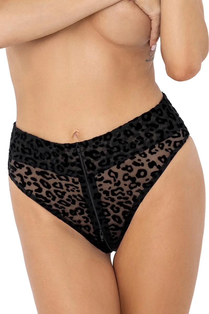 Noir Handmade Leopard Flock Panties