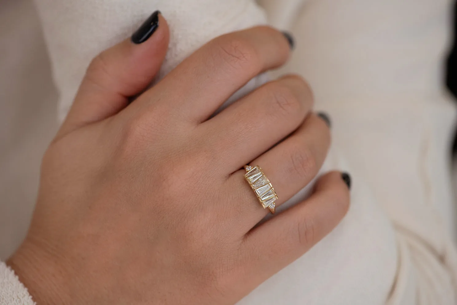 OOAK Tapered Baguette Diamond Lineup Ring