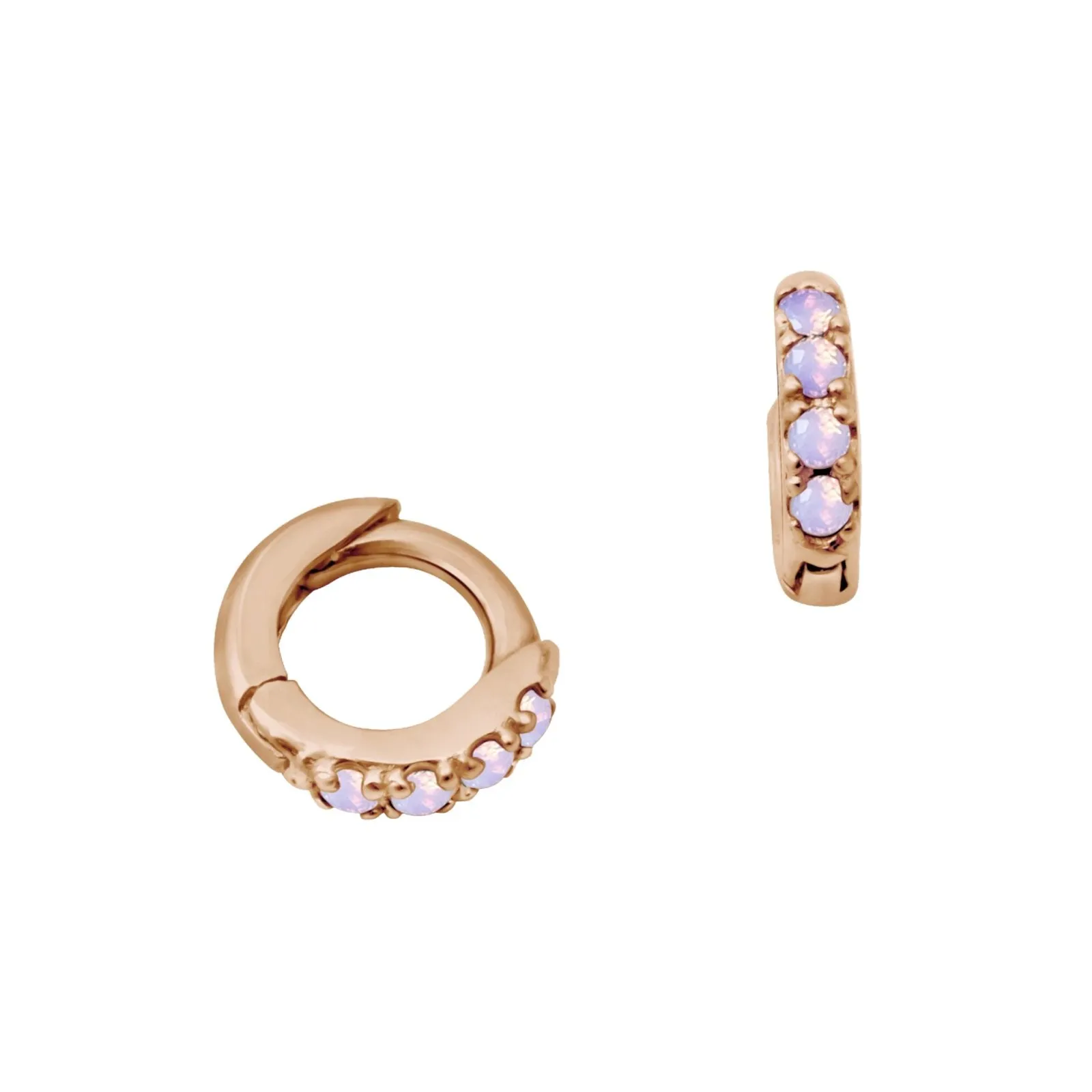 Opal Pavé Studded Huggie Earring