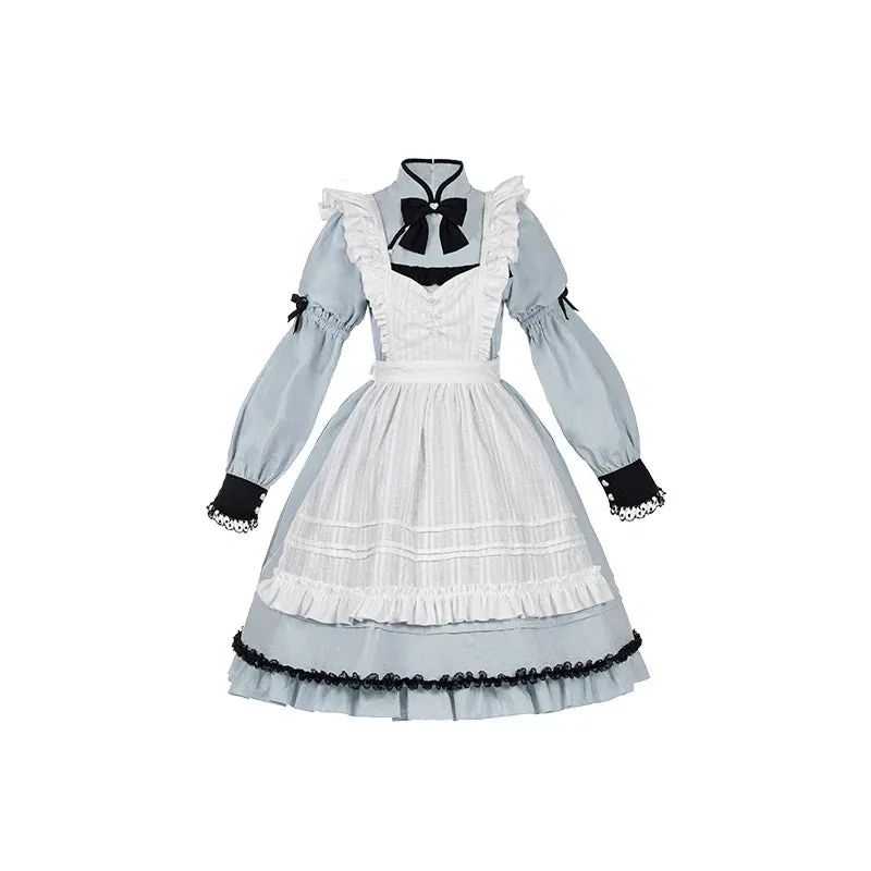 Original Chinese Cotton Velvet Stitching Apron Lolita Dress