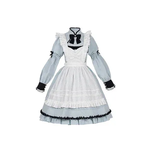 Original Chinese Cotton Velvet Stitching Apron Lolita Dress