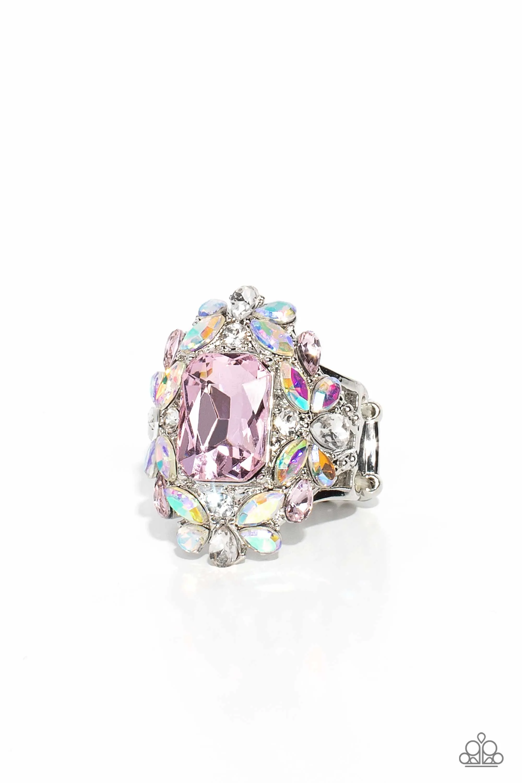 Paparazzi Dynamic Diadem Pink Iridescent Ring April 2023 Life of the Party Ring