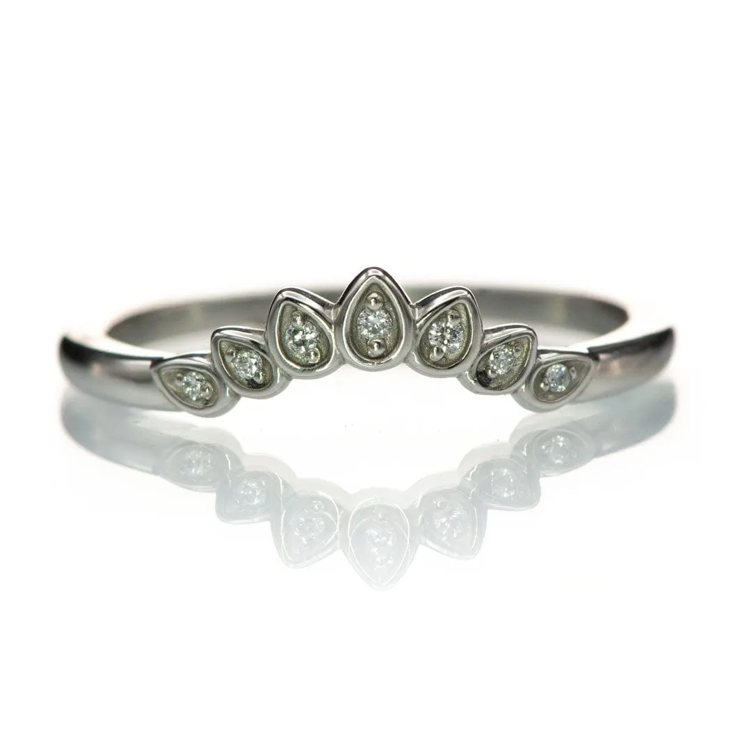 Petal Band - Floral Inspired Contoured Diamond Stacking Wedding Ring