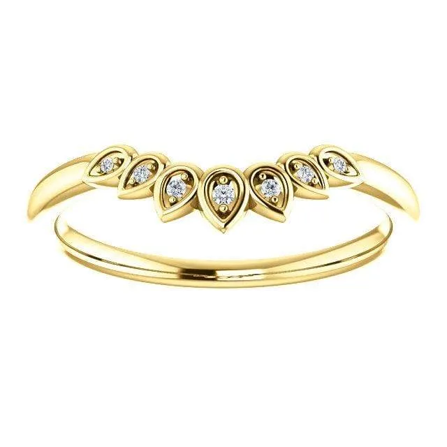 Petal Band - Floral Inspired Contoured Diamond Stacking Wedding Ring