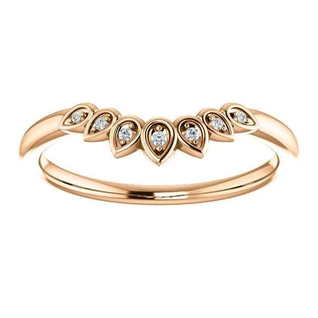 Petal Band - Floral Inspired Contoured Diamond Stacking Wedding Ring