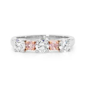 Pink diamond five stone ring