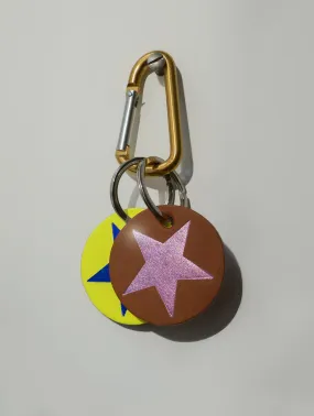 PINK FOIL STAR KEY RING