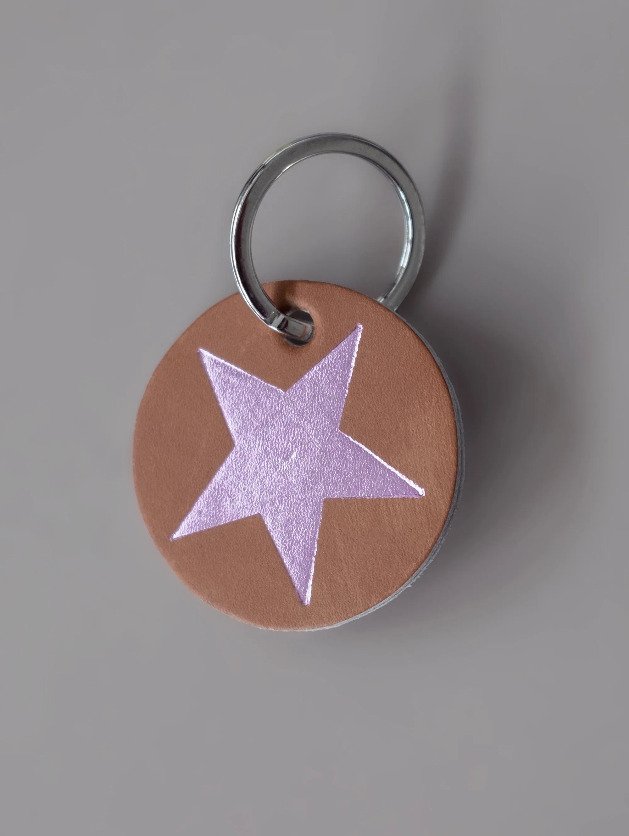 PINK FOIL STAR KEY RING