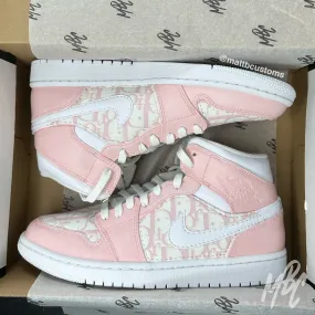 Pink Oblique Monogram & Painted Panels - Jordan 1 Mid | UK 6.5