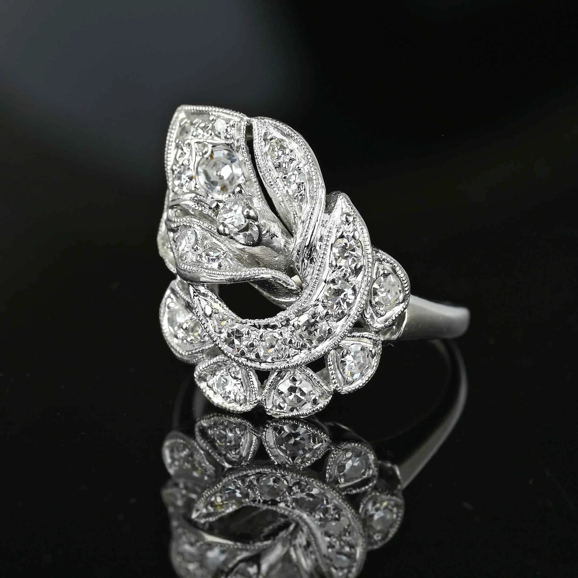 Platinum Calla Lily Diamond Cluster Ring