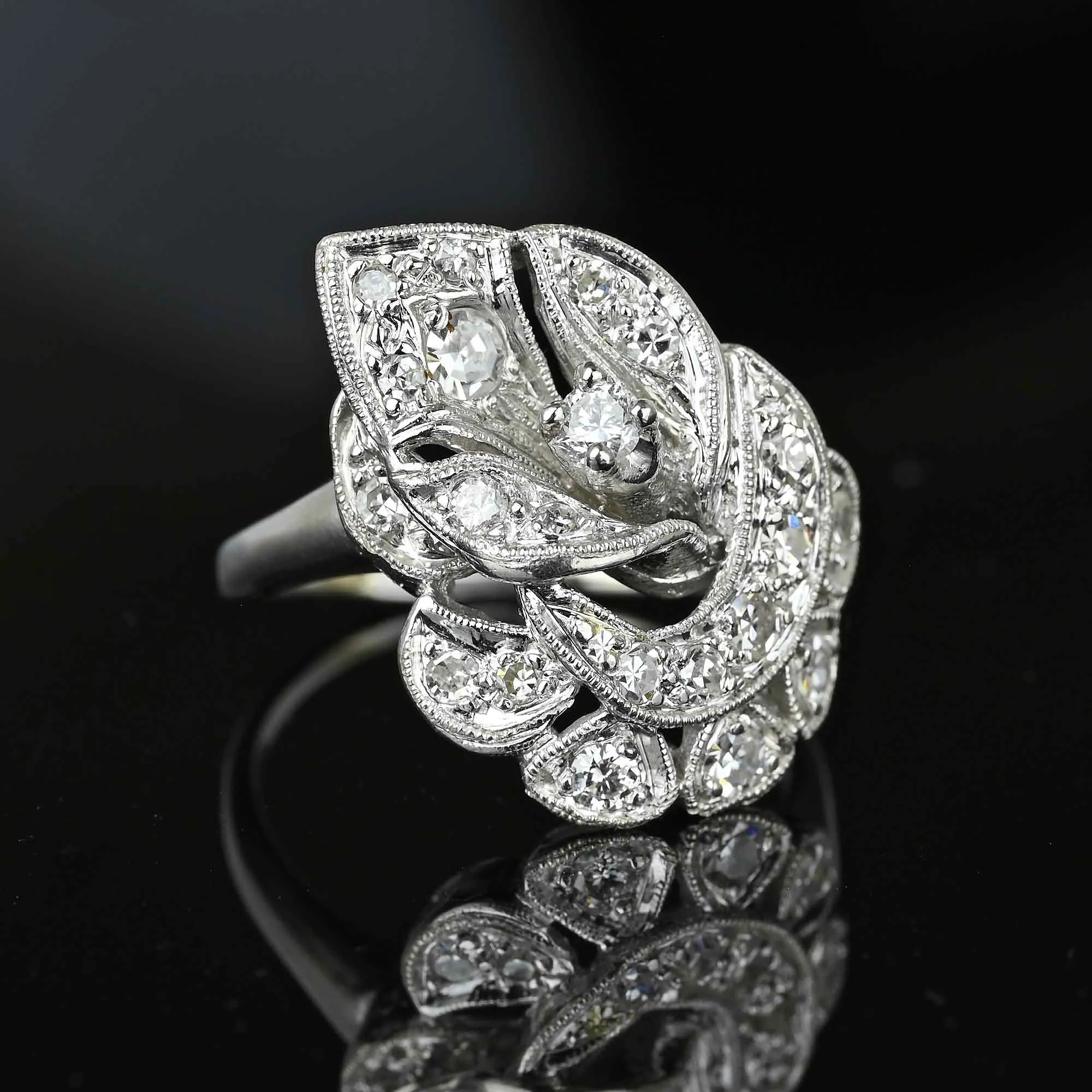 Platinum Calla Lily Diamond Cluster Ring