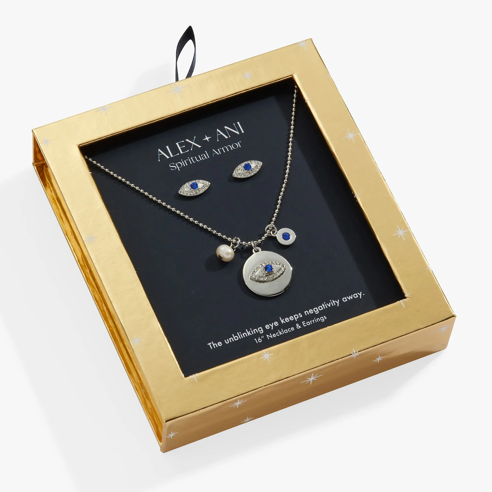 Protection Charm Necklace and Stud Earring Gift Set