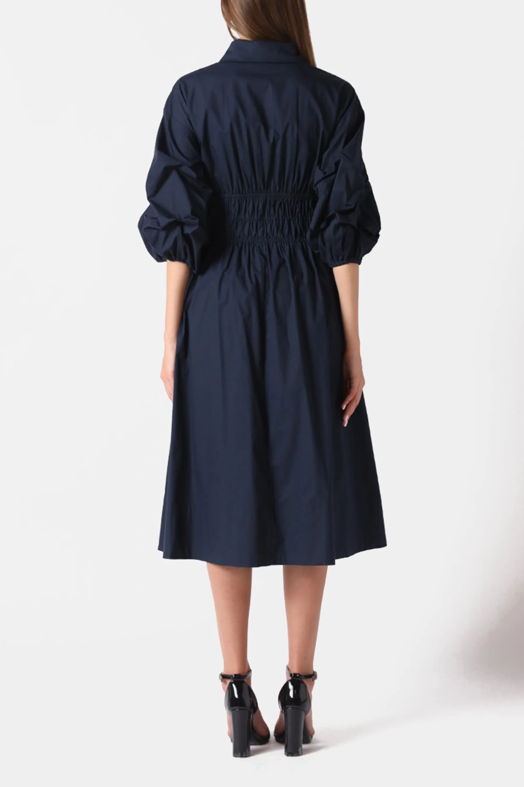 Puff Sleeve Ruched A Line Dress