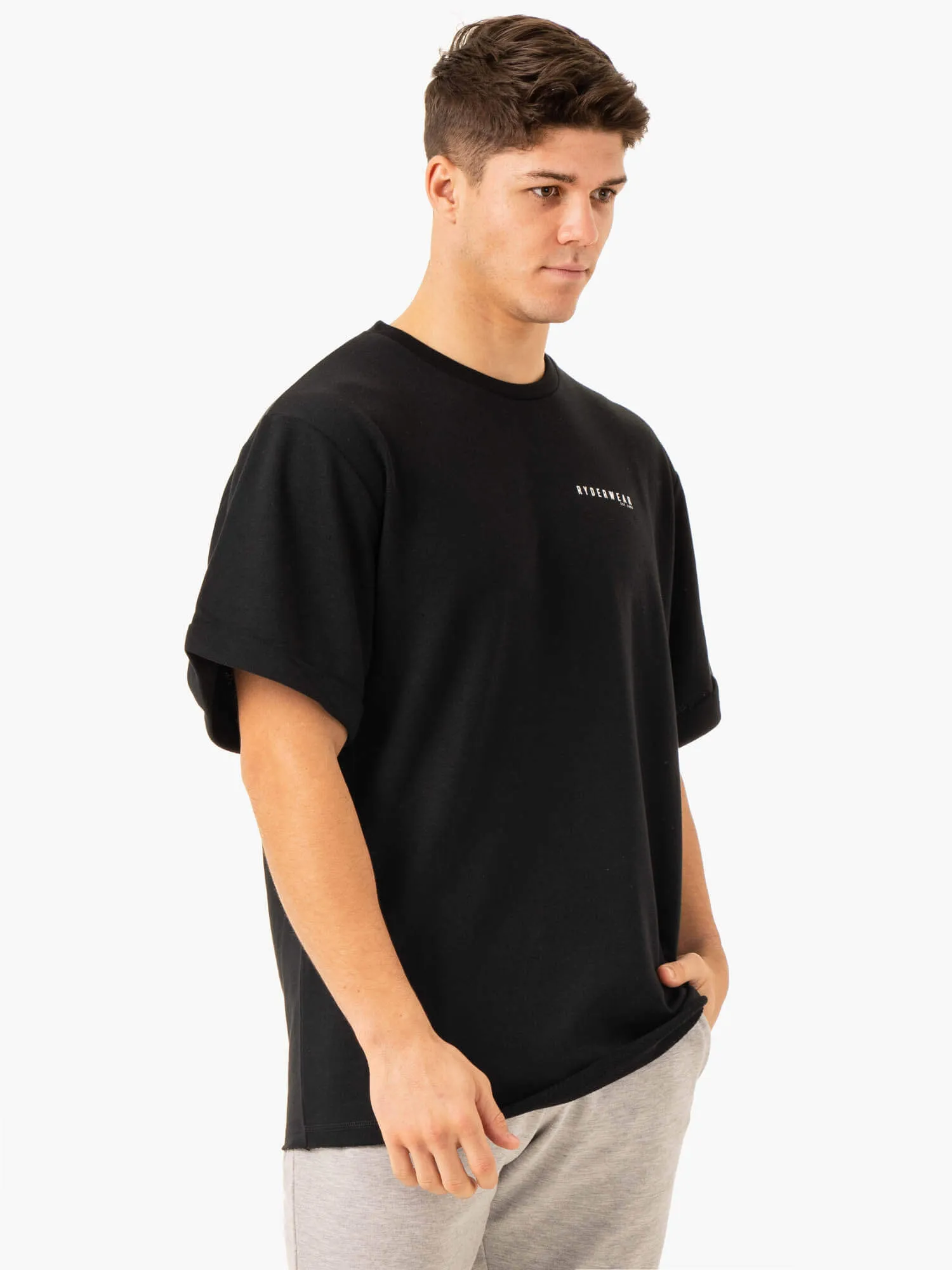 Pursuit Oversized Fleece T-Shirt - Black