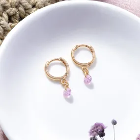 Real Gold Plated Pink Z Sparkle Huggies Earrings