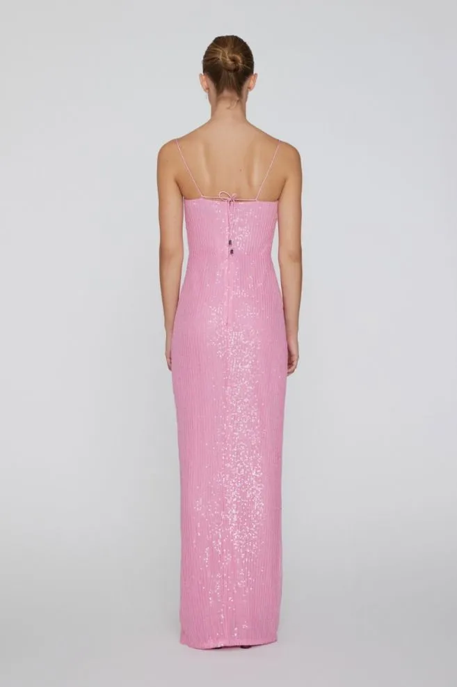 Rotate - Sequins Maxi Slit Dress - Begonia Pink