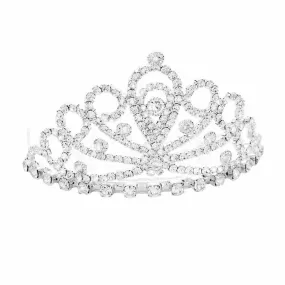 Round Floral Crystal Rhinestone Princess Mini Tiara