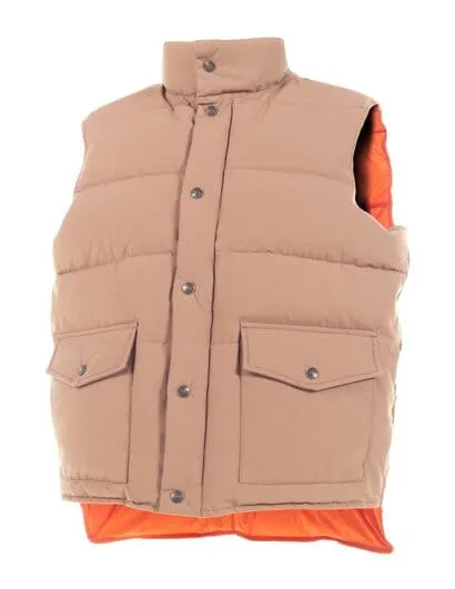 Schott NYC - Bobby; Water Repellent Cotton Blend Down Filled Vest - Khaki/Orange