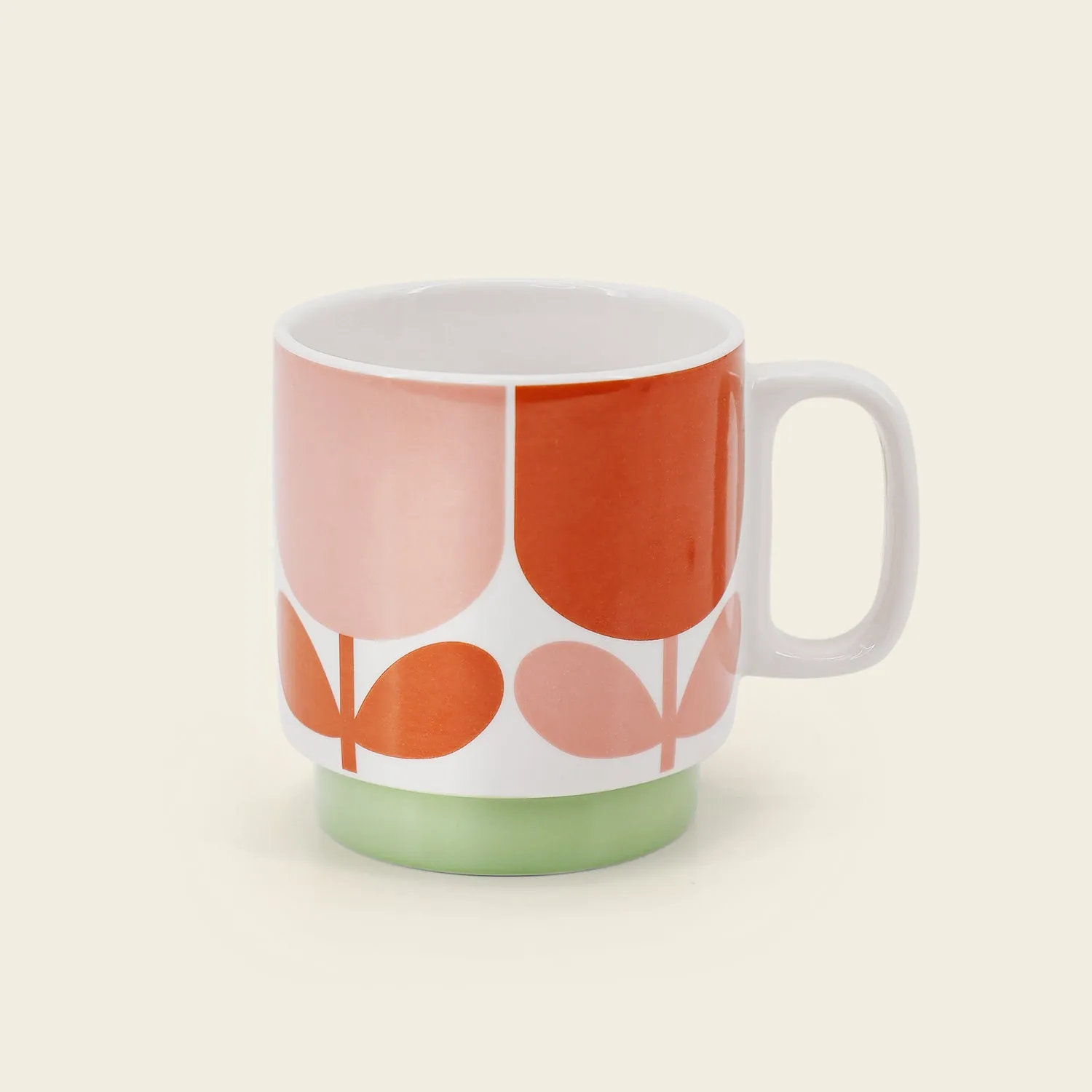 Set of 2 Mugs - Block Flower Tomato/Fern