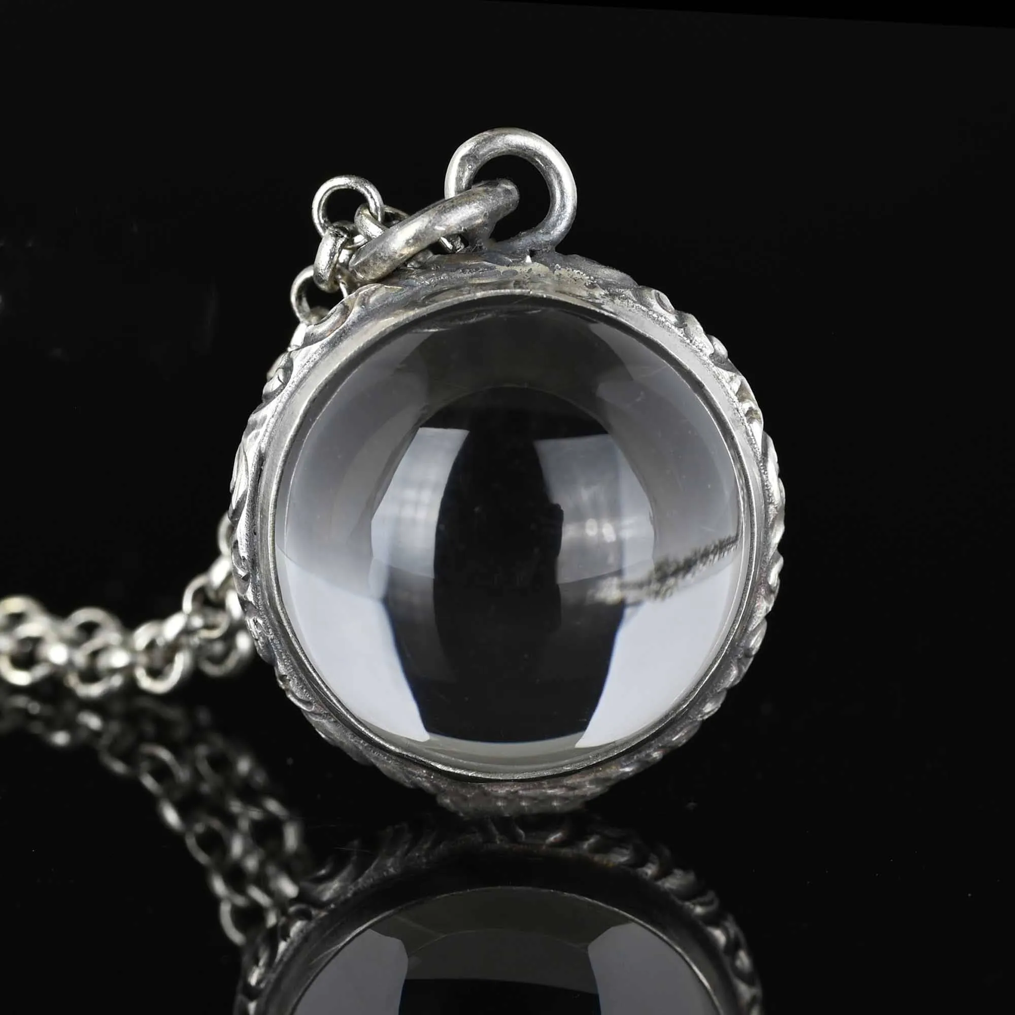 Silver Embossed Rock Crystal Pools of Light Pendant