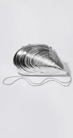 Simkhai - Bridget Metal Oyster Shell Clutch - Silver