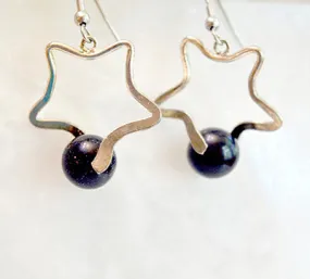 Star Earrings with Blue Goldstone