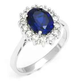 Sterling Silver Created Blue Sapphire Cocktail Ring