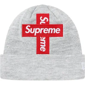 Supreme New Era Cross Box Logo Beanie (Grey)