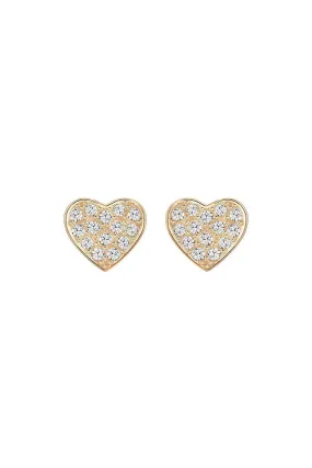 SWAROVSKI Yellow Gold Plated White Crystal Studded Heart Shaped Earrings (S)