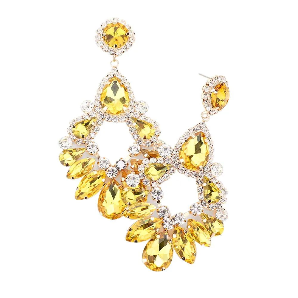 Teardrop Marquise Crystal Drop Evening Earring