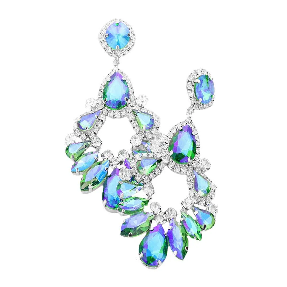 Teardrop Marquise Crystal Drop Evening Earring