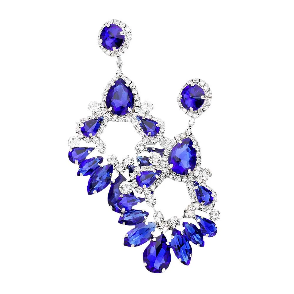 Teardrop Marquise Crystal Drop Evening Earring