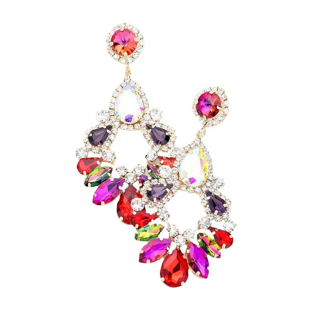 Teardrop Marquise Crystal Drop Evening Earring