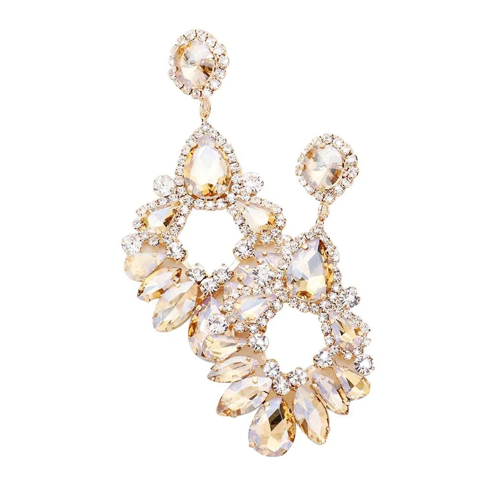 Teardrop Marquise Crystal Drop Evening Earring