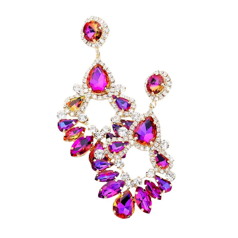 Teardrop Marquise Crystal Drop Evening Earring