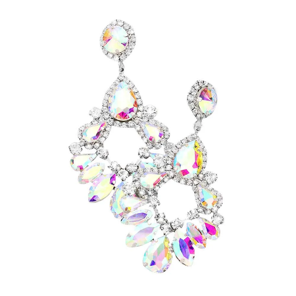 Teardrop Marquise Crystal Drop Evening Earring