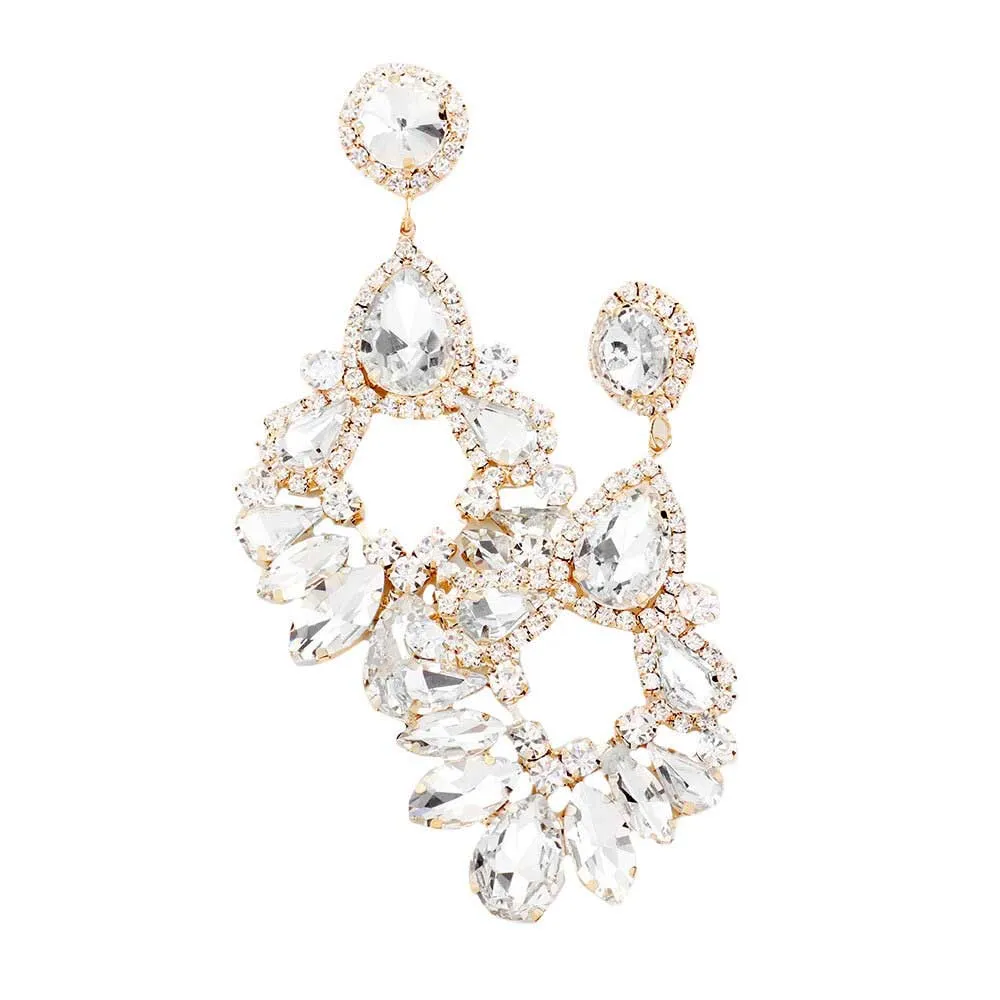 Teardrop Marquise Crystal Drop Evening Earring