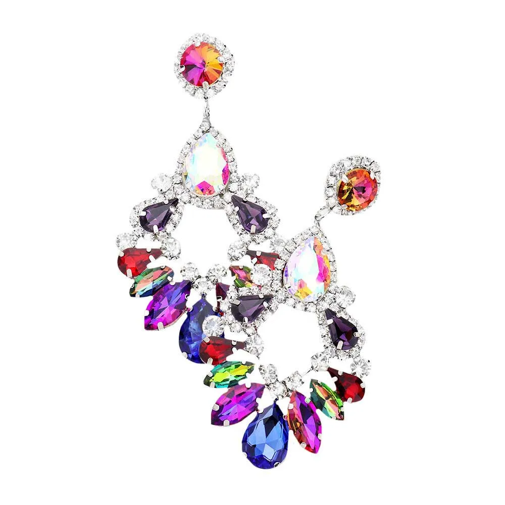 Teardrop Marquise Crystal Drop Evening Earring