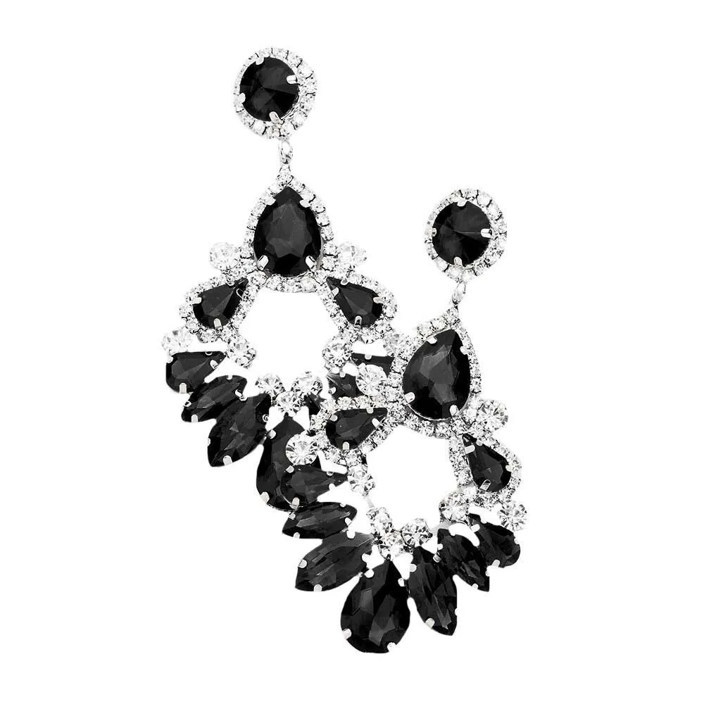 Teardrop Marquise Crystal Drop Evening Earring