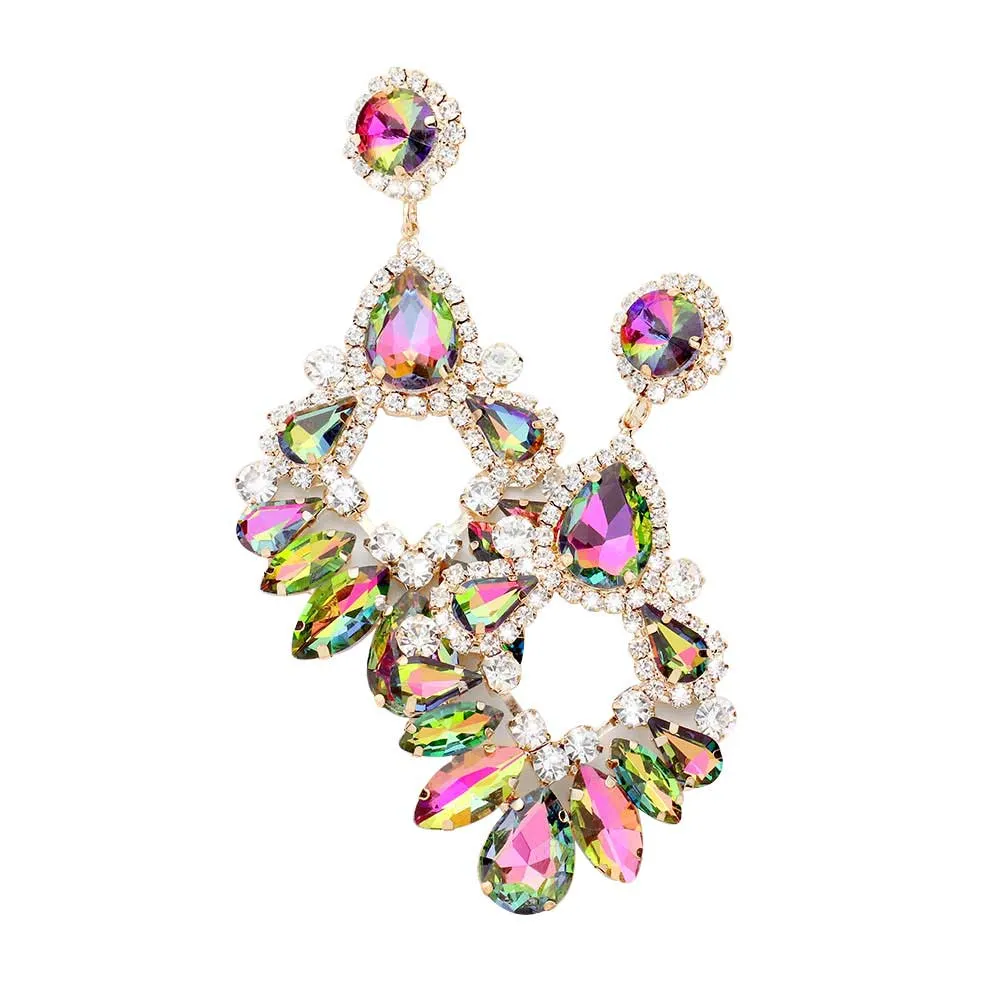 Teardrop Marquise Crystal Drop Evening Earring