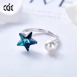 The cute sapphire star with a pearl ring