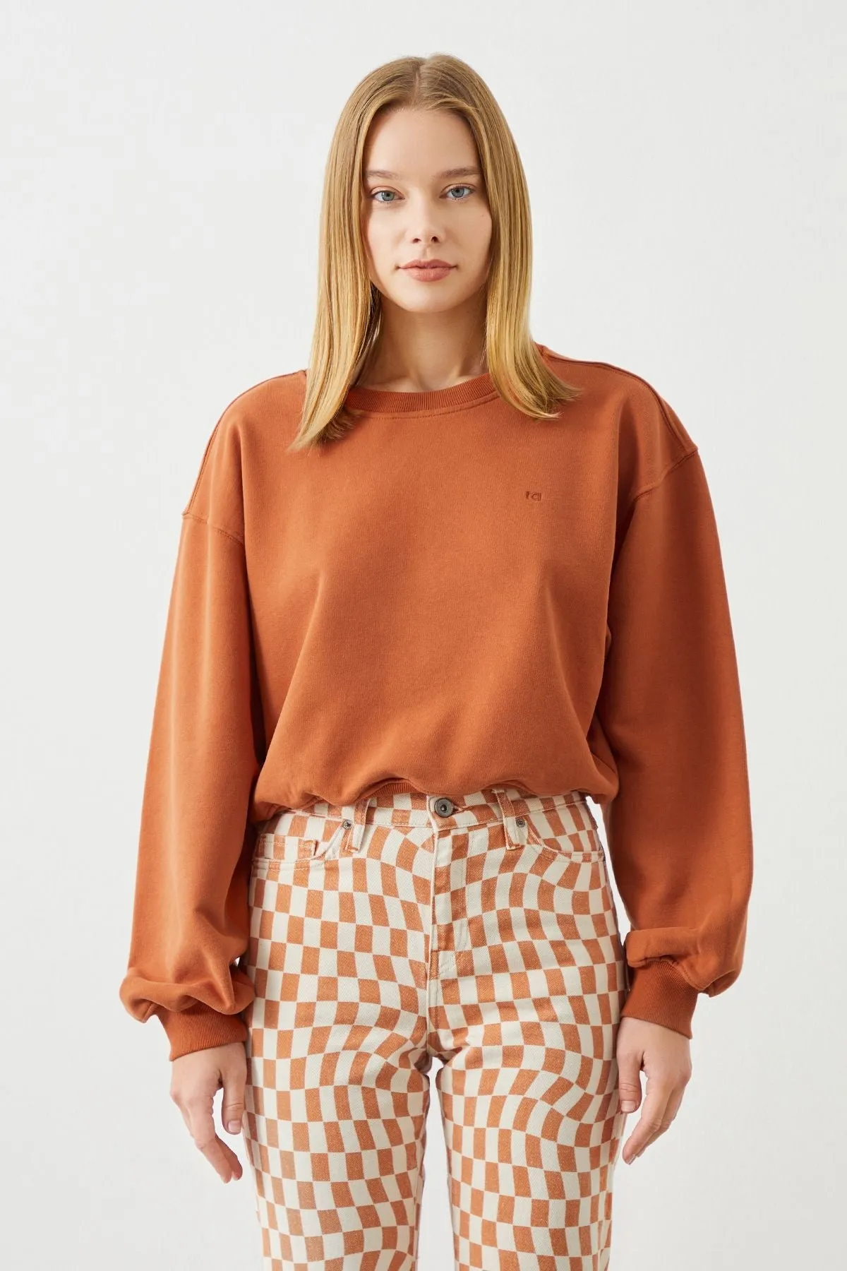 Vita  Crop Oversize Orange Women's Sweatshirt