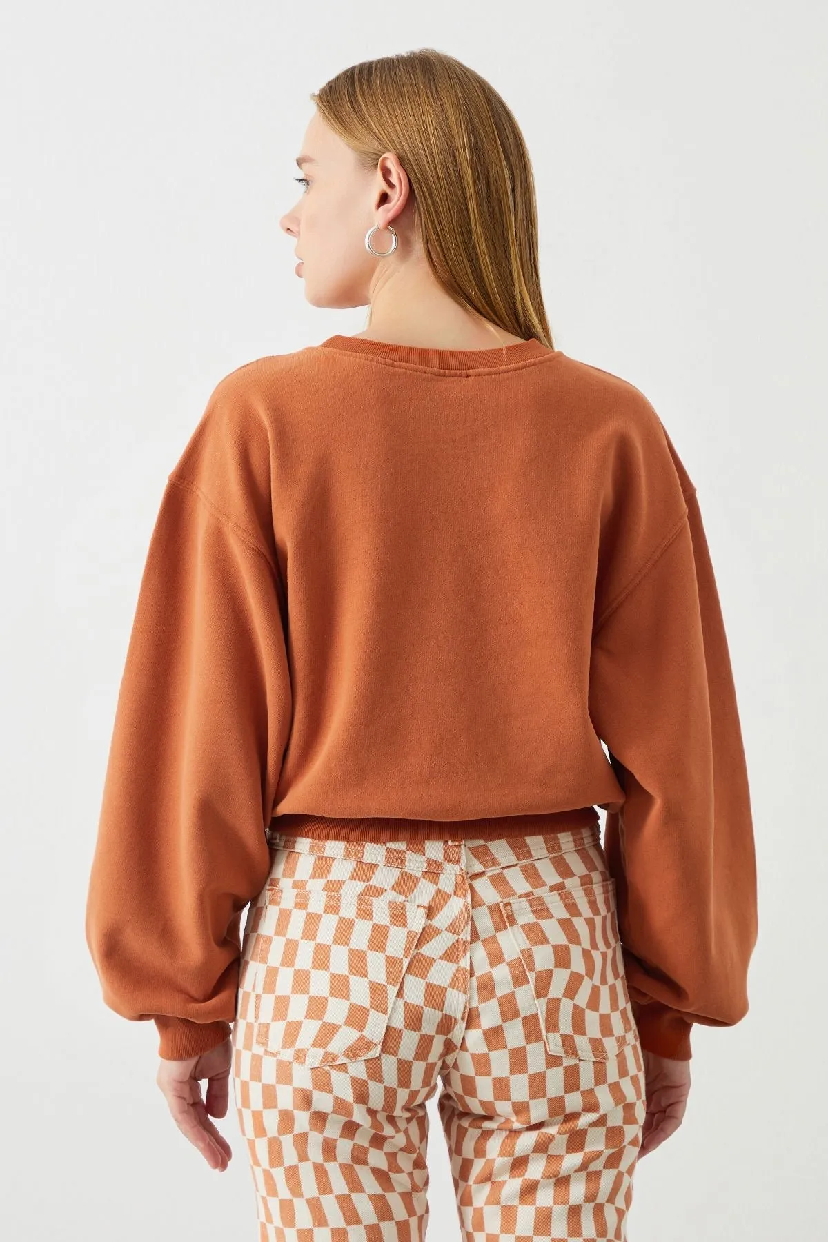 Vita  Crop Oversize Orange Women's Sweatshirt